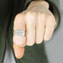 'Love Hate' Chunky Silver Iconic Tattoo Signet Ring, thumbnail 1 of 4