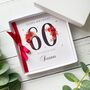 Personalised 60th Birthday Card. In Red With Flowers, thumbnail 2 of 6