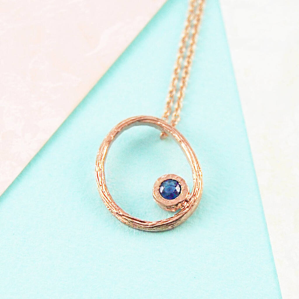 Sapphire September Birthstone Silver Necklace By Embers