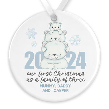 Our First Christmas As A Family Of Three Ceramic Bauble, 3 of 7