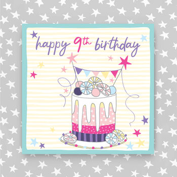 9th Birthday Card Cake Theme Boy/Girl, 2 of 3