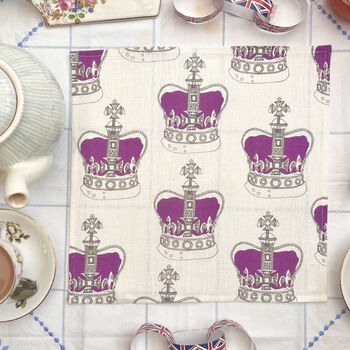 The King's Coronation Crown Linen Lunch Napkins, 5 of 6