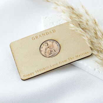 100th Birthday 1923 Farthing Personalised Wallet Card, 2 of 8