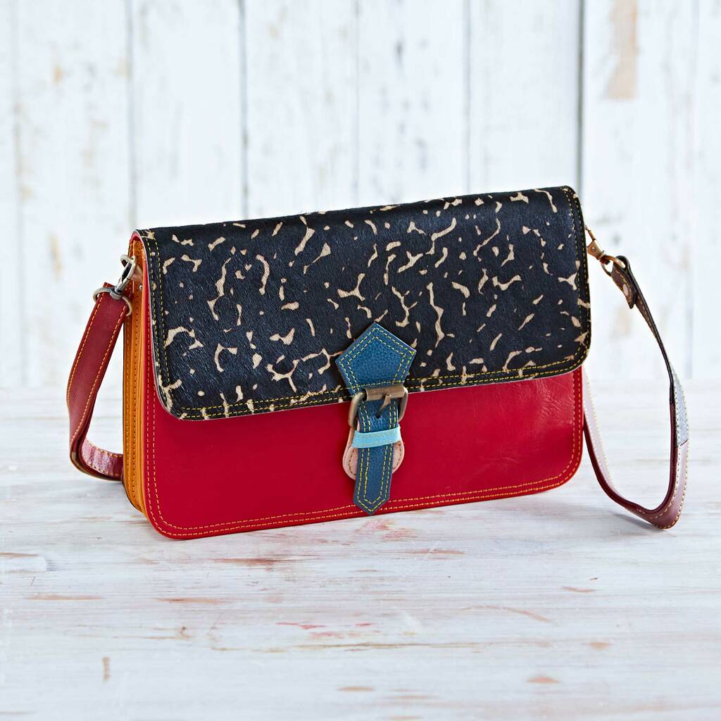 Recycled Leather Animal Print Clutch Bag By Paper High