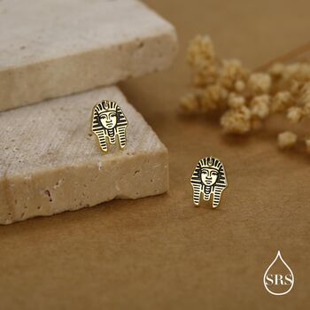 Sterling Silver Egyptian Pharaoh Stud Earrings, 2 of 12