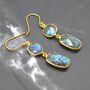 Labradorite Earrings: Gold Plated Silver, Dangle Drop, thumbnail 1 of 5