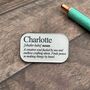 Custom Dictionary Name Enamel Pin – Personalised Definition Pin Badge Gift, thumbnail 4 of 4