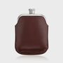 Engraved Silver Hip Flask With Vintage Leather Sleeve, thumbnail 4 of 4