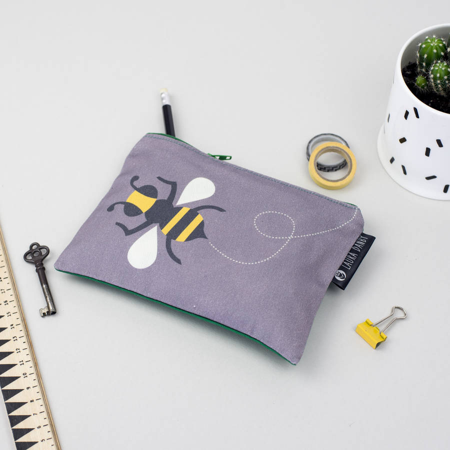 bee purse or insect pencil case by laura danby