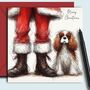 Blenheim Cavalier King Charles Spaniel Dog Christmas Card. With Father Christmas, thumbnail 1 of 2