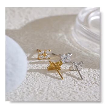 Monaco Ivory D’or Gold Flower Dainty Gift Mini Stud Earrings, 2 of 3