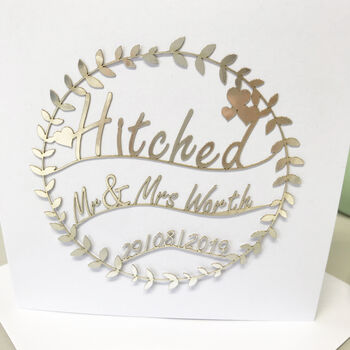 Personalised Hitched Wedding Card, 3 of 10