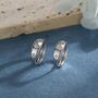 Sterling Silver Cz Starburst Chubby Huggie Hoop Earrings, thumbnail 1 of 11