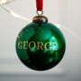 Gloss Green Glass Personalised Bauble, thumbnail 1 of 4