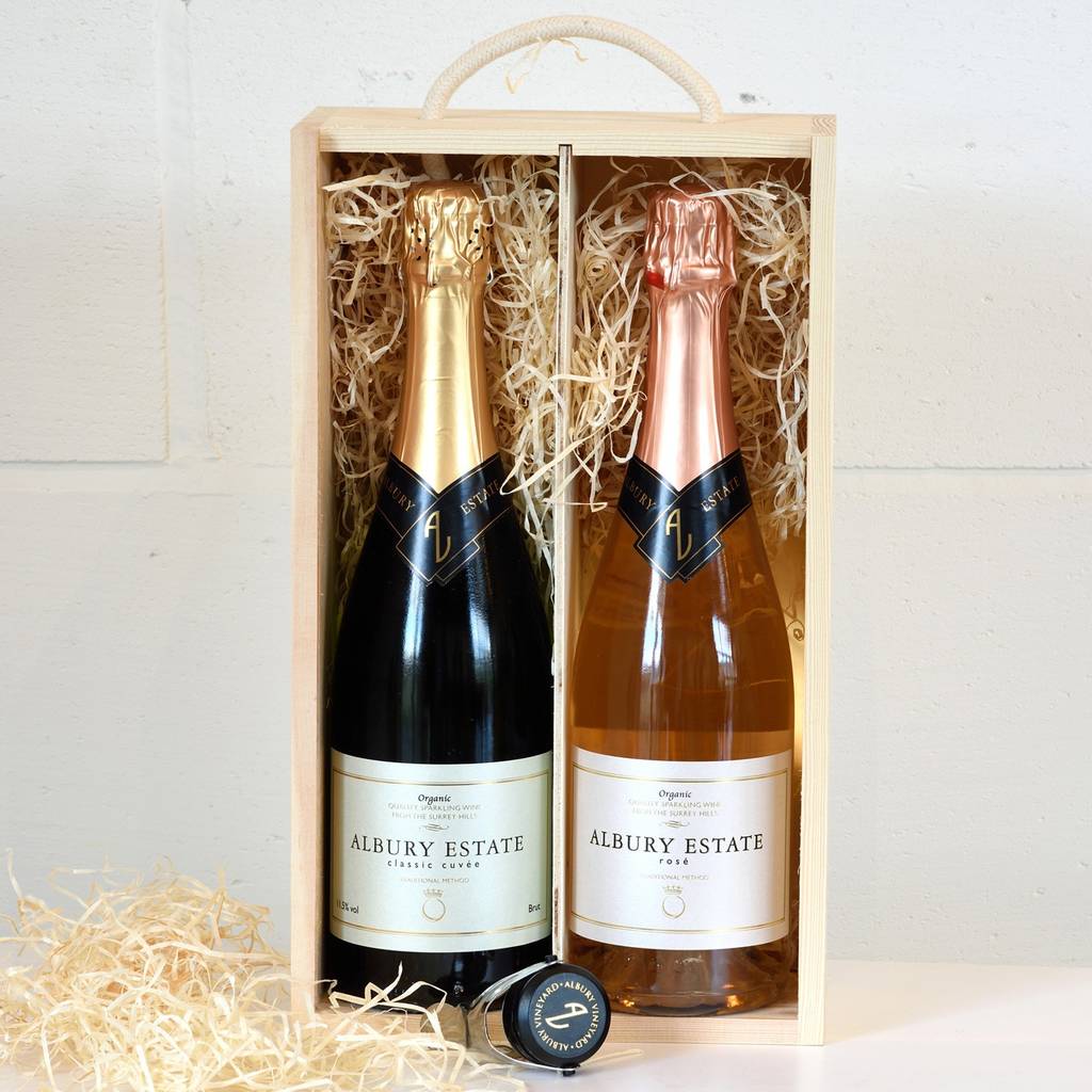 english sparkling wine lovers gift box by albury organic vineyard
