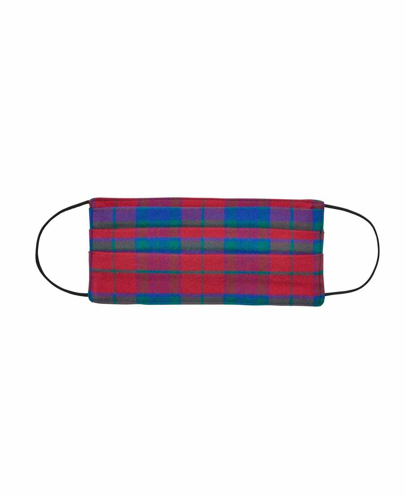 Brushed Cotton Double Layer Face Mask Bordeaux Tartan, 1 of 2
