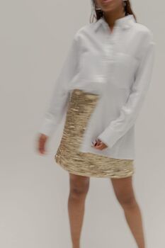 Gloria Kelly Gold Mini Skirt, 4 of 6