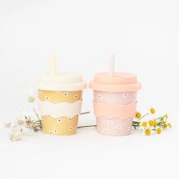 Pink Daisy Babychino Cup And Straw, 2 of 2