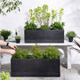 Mela Wide Black Ribbed Planter, thumbnail 1 of 6