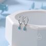 Tiny Dotted Droplet Turquoise Blue Cz Hoop Earrings, thumbnail 2 of 11