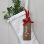 Pure White Santa Stocking With Personalised Wooden Tag, thumbnail 2 of 11