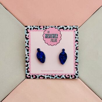 Christmas Light Glitter Resin Studs / Sparkly Holiday Bulb Earrings / Christmas Gift / Stocking Filler, 2 of 12