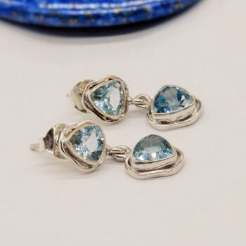 Blue Topaz Silver Earrings, 5 of 7