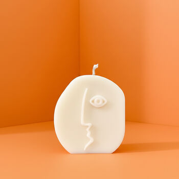 Minimalist Oval Face Soy Wax Pillar Candle, 2 of 6