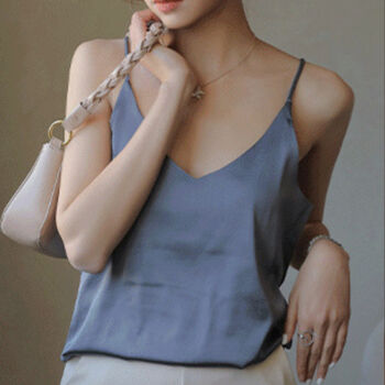 Silver Grey Silk Satin Cami Top, 9 of 10