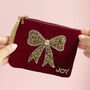 Personalised Velvet Beaded Bow Pouch With Initial Charm, thumbnail 3 of 4