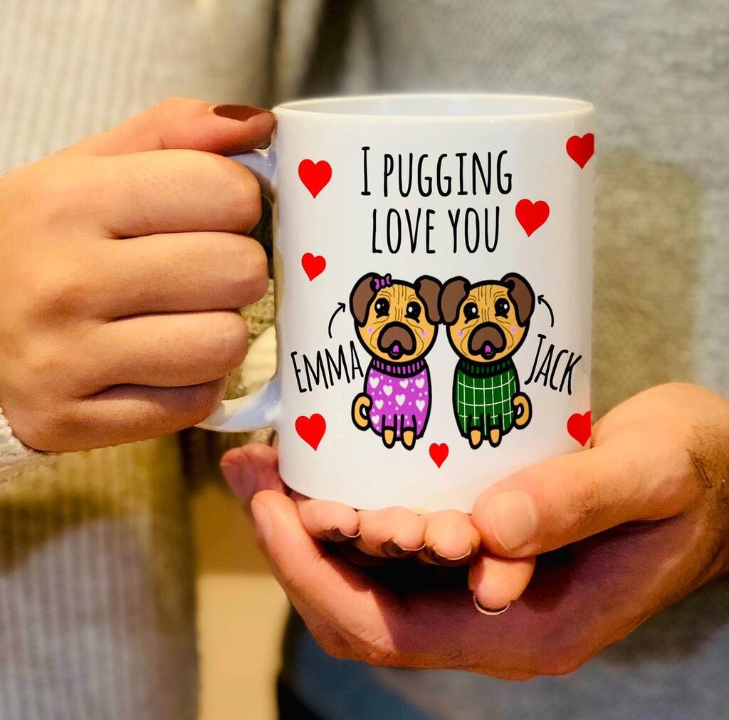 Personalised 'I Pugging Love You' Mug, 1 of 3