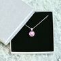 Round Pink Glass Pendant On Sterling Silver Necklace, thumbnail 4 of 12
