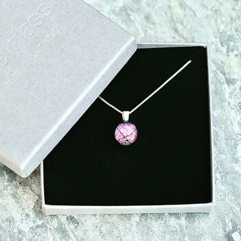 Round Pink Glass Pendant On Sterling Silver Necklace, 4 of 12
