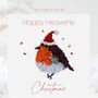 Butterflies Heavenly Christmas Robin Santa's Hat Card, thumbnail 1 of 11