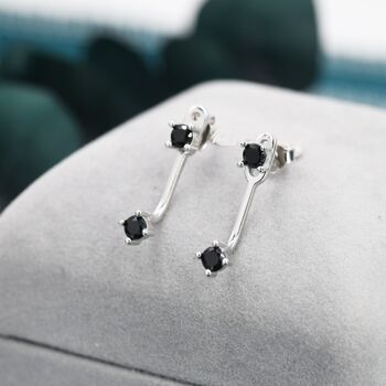 Sterling Silver Double Black Cz Ear Jacket, 6 of 12