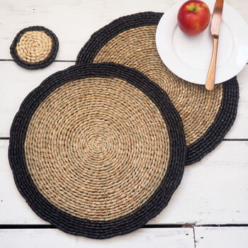 Wicker Dinner Placemats Black, 2 of 4