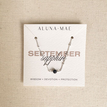 September Birthstone Sapphire Sterling Silver Necklace, 3 of 4