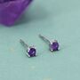 Sterling Silver Extra Tiny 3mm Natural Amethyst Stud Earrings, thumbnail 1 of 12