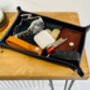 Personalised Rectangle Dark Blue Leather Desk Tray, thumbnail 1 of 12
