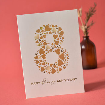 Love Hearts Bronze 8th Anniversary Card, 6 of 8