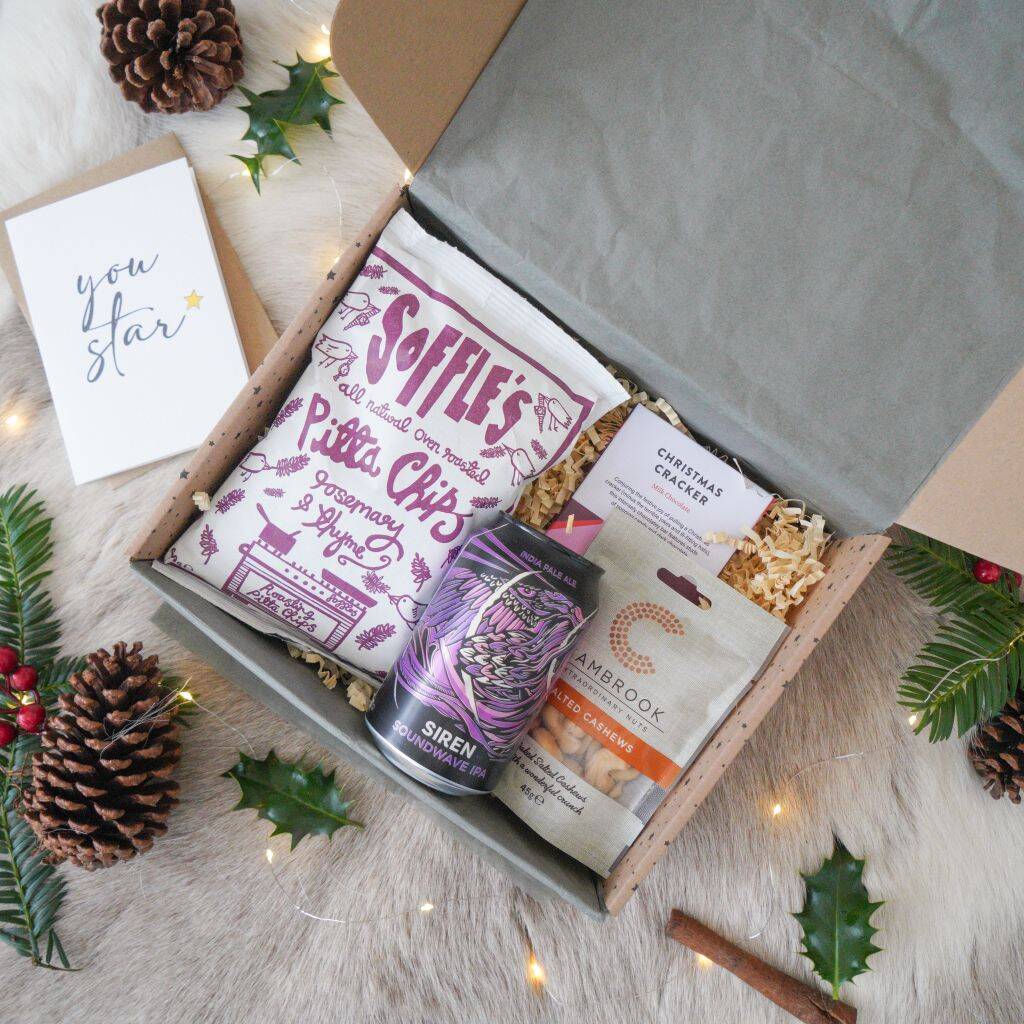 Beer And Snack Treat Box, Perfect Birthday Gift By The Brown Box Gift