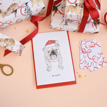 'Ho Ho Ho' Bulldog Christmas Card Pack Of Eight, 2 of 2