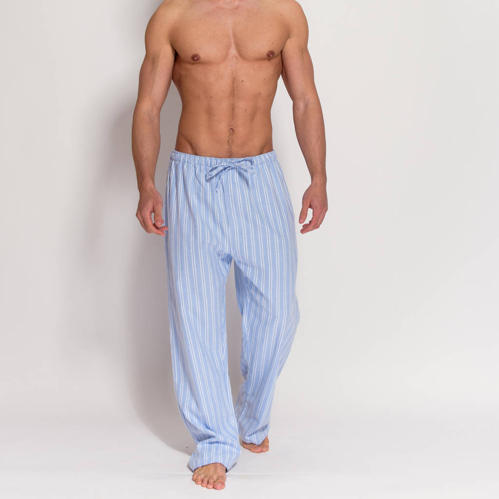 Men's Blue Striped Flannel Pyjama Trousers By BRITISH BOXERS