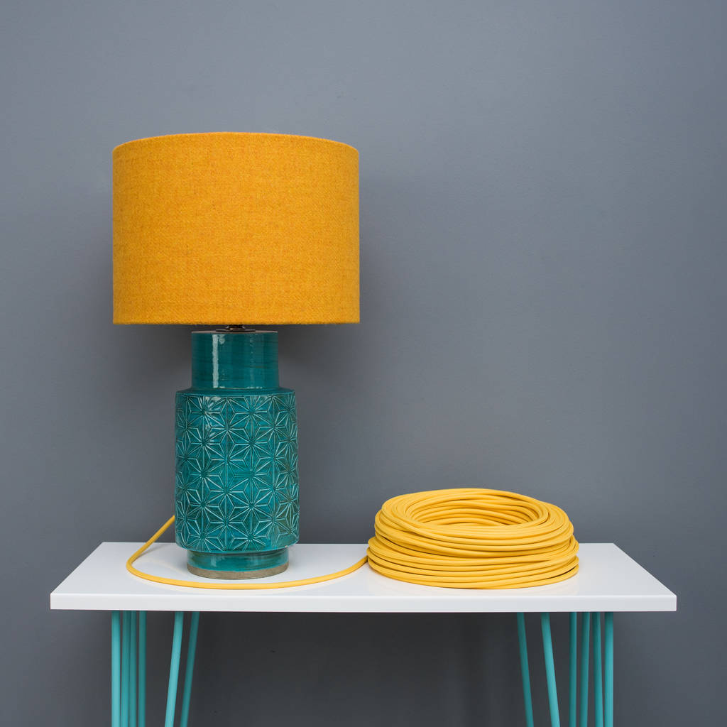 Bright Mustard Yellow Harris Tweed Lampshade By Quirk Bright Mustard Yellow Harris Tweed Lampshade