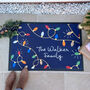 Personalised Navy Christmas Lights Family Doormat, thumbnail 3 of 4
