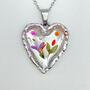 Silver Colour Heart Necklace With Pink Flowers, thumbnail 1 of 10