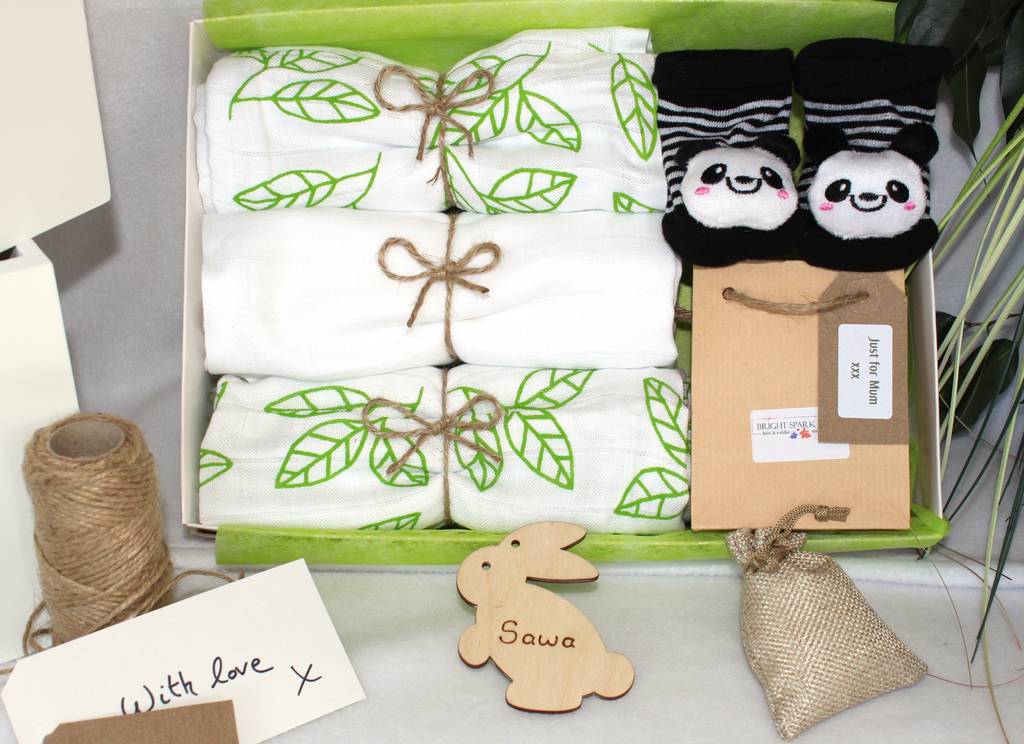 Unisex Organic Muslin And Panda Mum And Baby Gift Box, 1 of 6