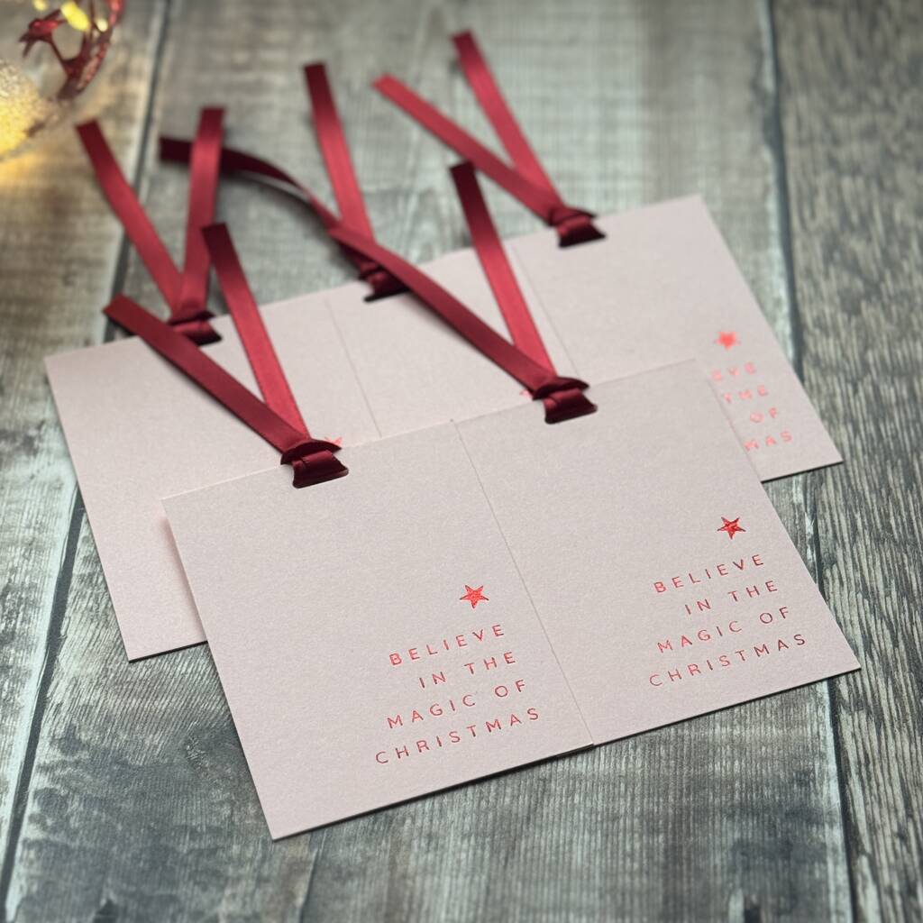 Pink Christmas Gift Tags With Red Foil New For 2025, 1 of 1