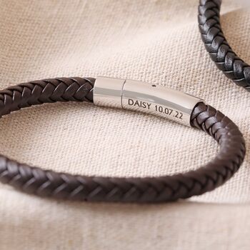 Men's Personalised Leather Bracelet, 3 of 9