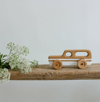 Wooden Toy Car Station Wagon White, 3 of 12